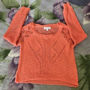 Almost Famous Lace See-Through Crop Sweater